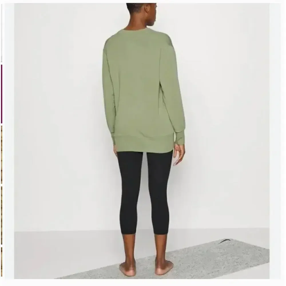 Athleta Purana V-Neck Wrap Sweater Shirt Sweatshirt Womens Medium Green